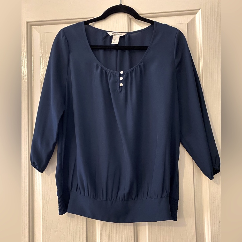 White House Black Market Blouse, navy blue.